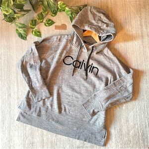 Calvin Klein┃Women's Performance Heather Gray Cotton Logo Hoodie XL